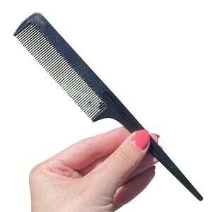 Vintage Ace Unbreakable Plastic 8" Glitter Black Rat tail  Comb Retro‎ USA